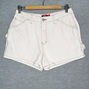 Dickies Women's Carpenter Off-White Denim Shorts Size 7 / 28 Cream Utility